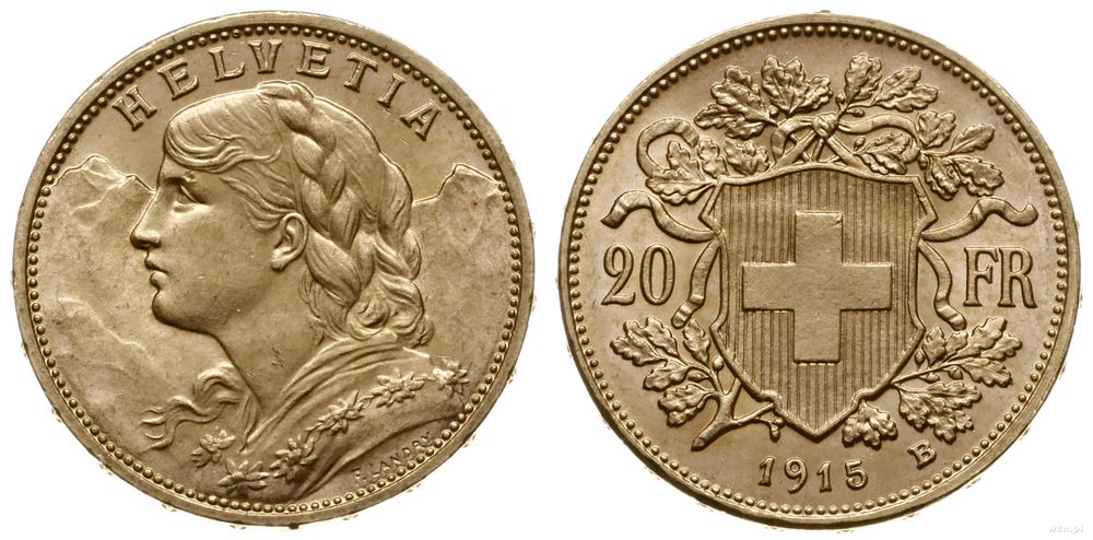 Szwajcaria, 20 franków, 1915 B