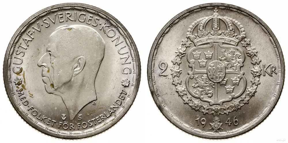 Szwecja, 2 korony, 1946