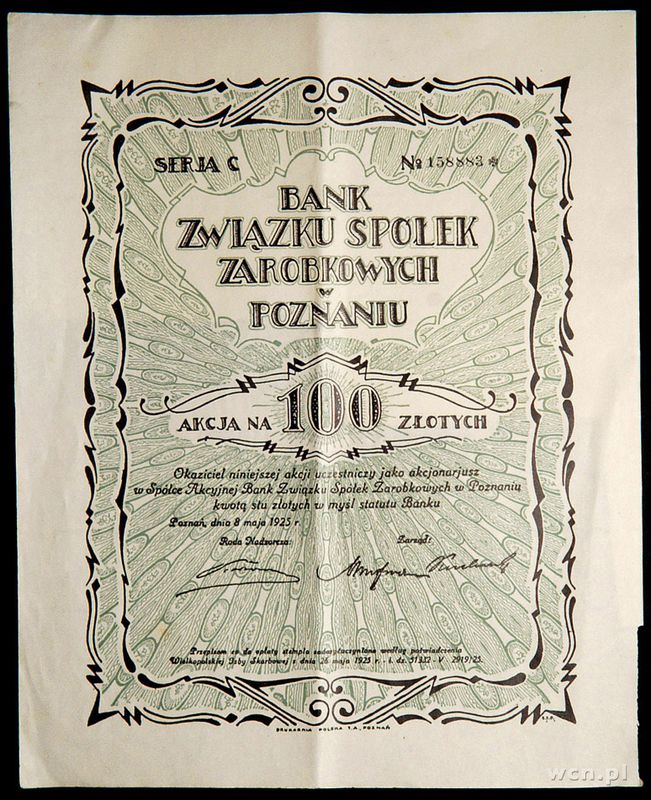 Polska, akcja na 100 złotych, 8.05.1925