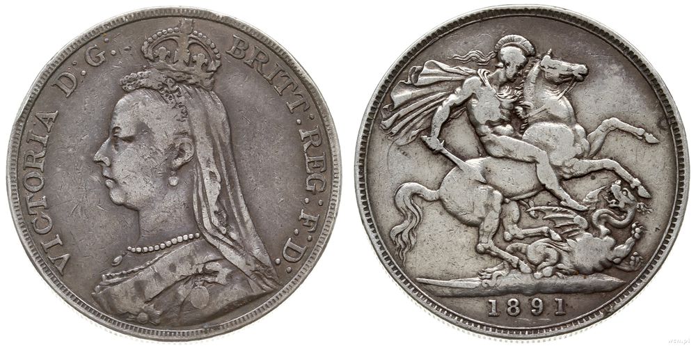 Wielka Brytania, 1 korona, 1891
