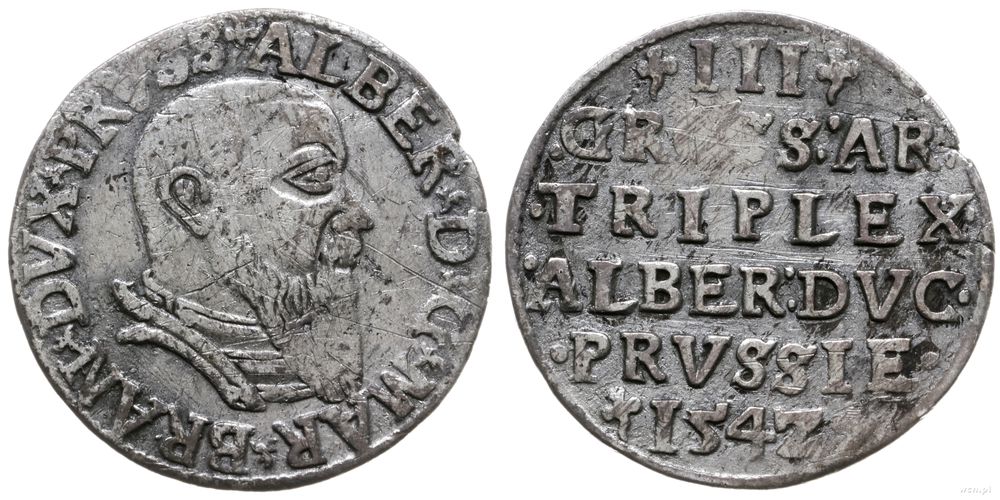 Prusy Książęce 1525-1657, trojak, 1542