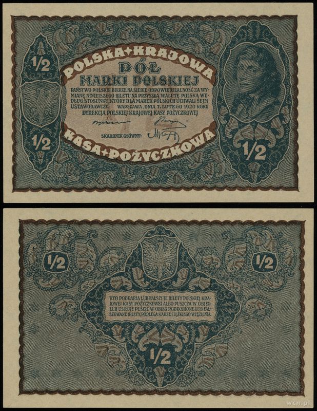 Polska, 1/2 marki polskiej, 7.02.1919