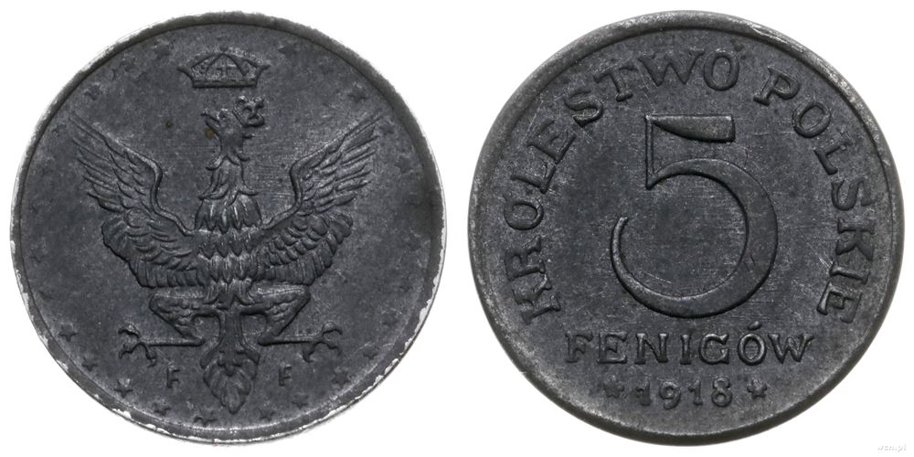 Polska, 5 fenigów, 1918 F