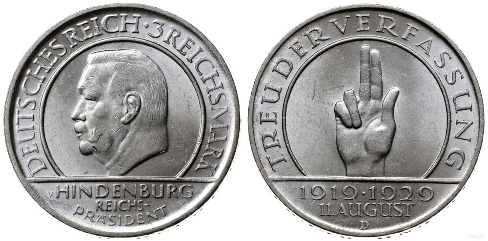 Niemcy, 3 marki, 1929/D