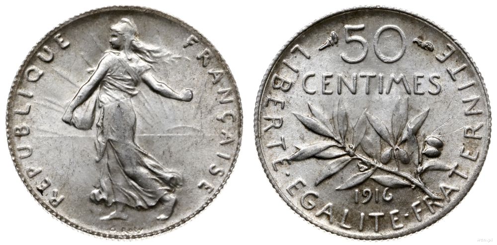 Francja, 50 centymów, 1916