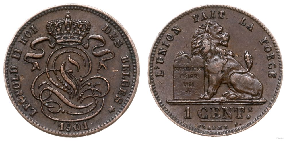 Belgia, 1 centimes, 1901