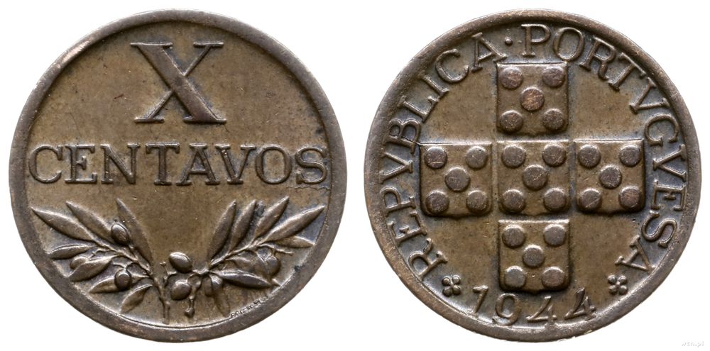 Portugalia, 10 centavos, 1944