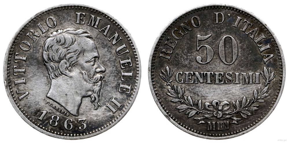 Włochy, 50 cetesimi, 1863/M