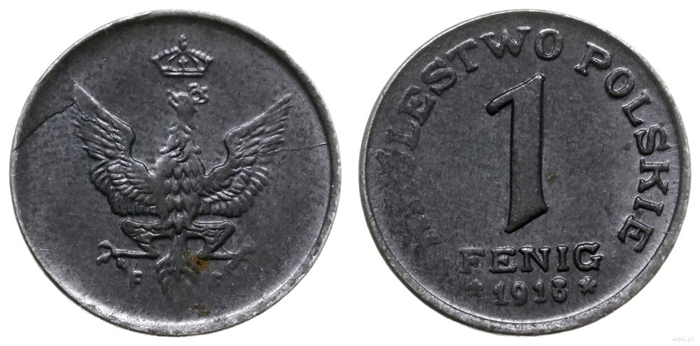 Polska, 1 fenig, 1918 / F