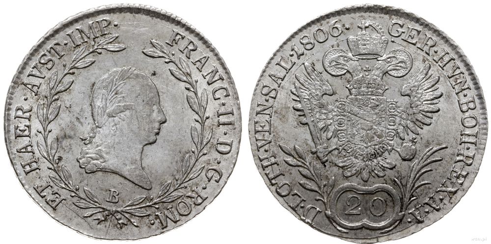 Austria, 20 krajcarów, 1806 B