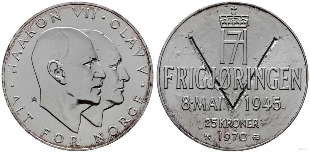 Norwegia, 25 koron, 1970