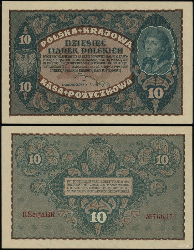 Polska, 10 marek polskich, 23.08.1919