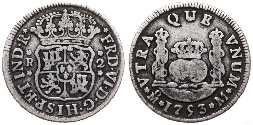 Meksyk, 2 reale, 1753