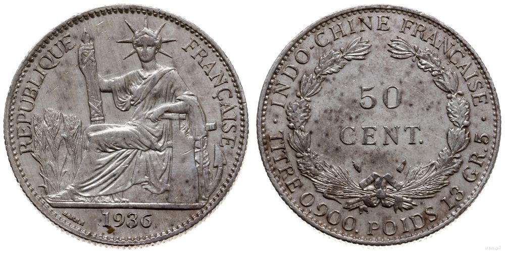 Indochiny Francuskie, 50 centów, 1936