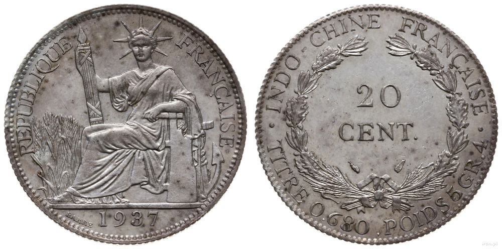 Indochiny Francuskie, 20 centów, 1937