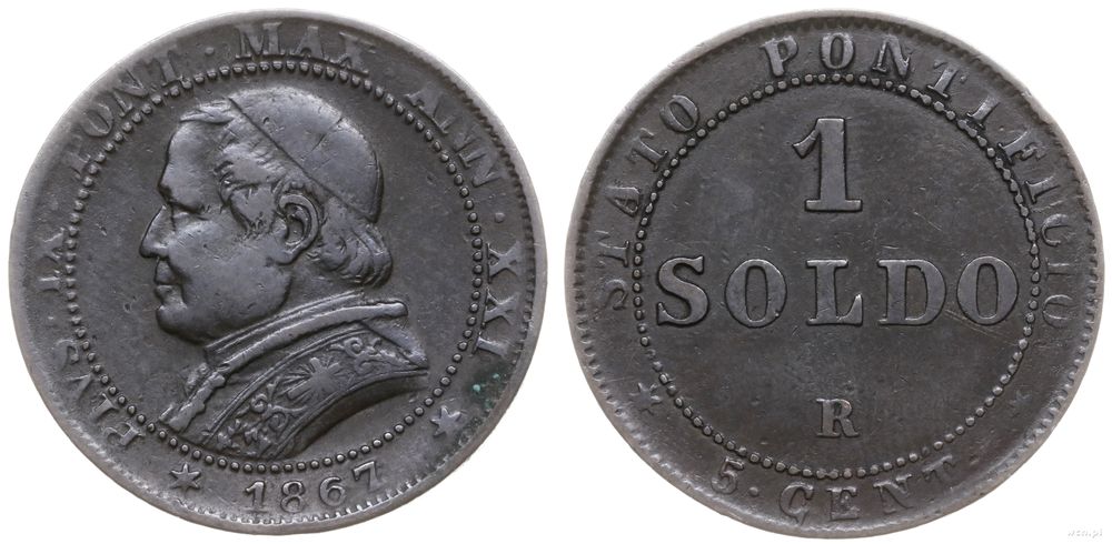 Watykan (Państwo Kościelne), 1 soldo, 1867 R