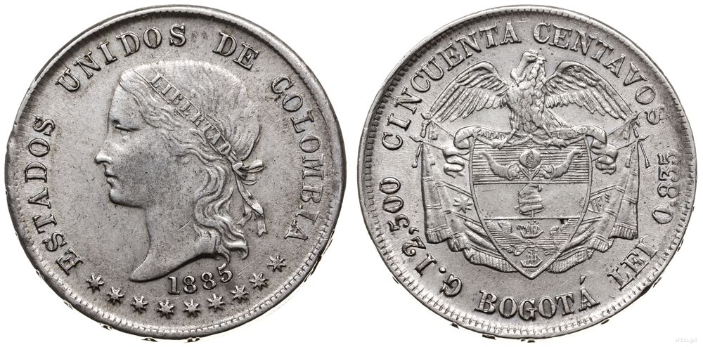 Kolumbia, 50 centavos, 1885