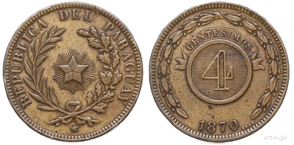 Paragwaj, 4 centisimos, 1870
