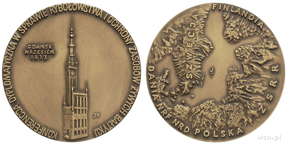 Polska, Medal Konferencja Dyplomatyczne w Sprawie Rybołóstwa, sygnowany ZR (.., 1973
