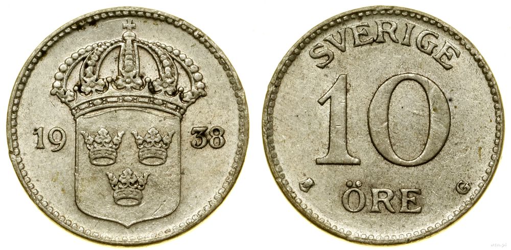 Szwecja, 10 öre, 1938