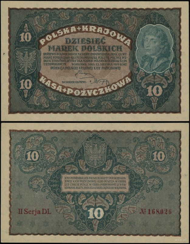 Polska, 10 marek polskich, 23.08.1919