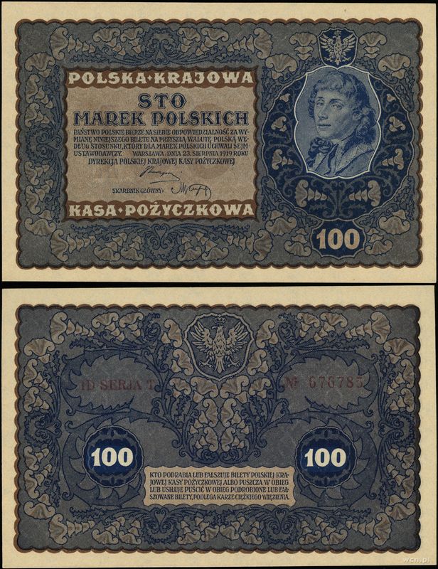 Polska, 100 marek polskich, 23.08.1919