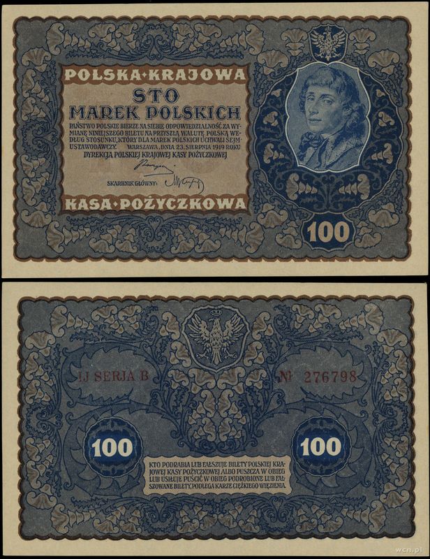 Polska, 100 marek polskich, 23.08.1919
