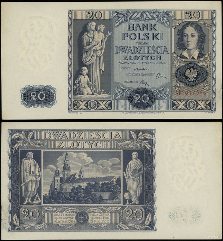 Polska, 20 złotych, 11.11.1936