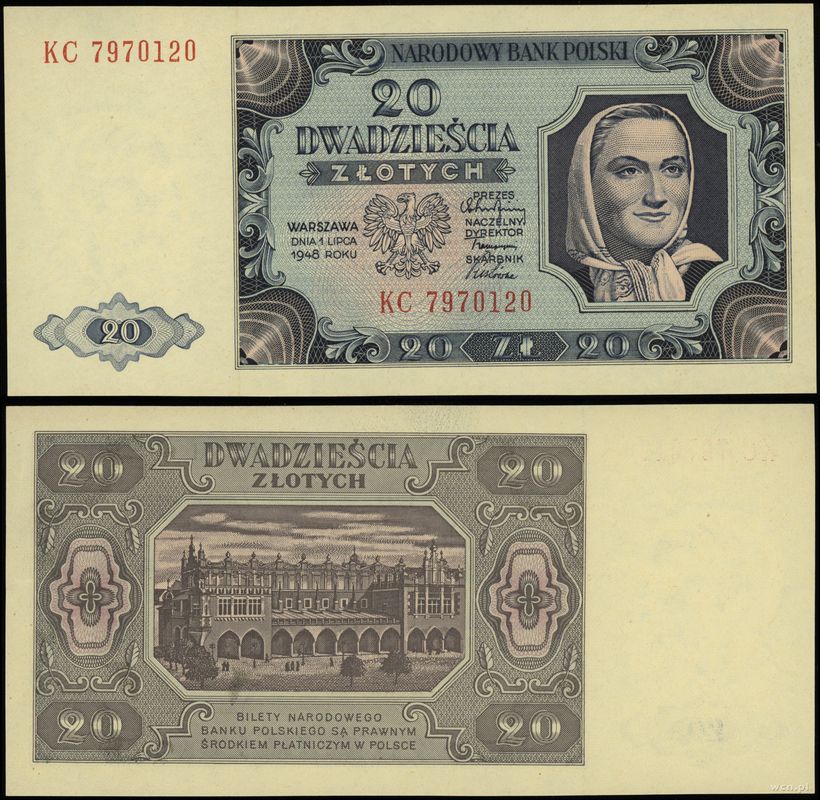 Polska, 20 złotych, 1.07.1948
