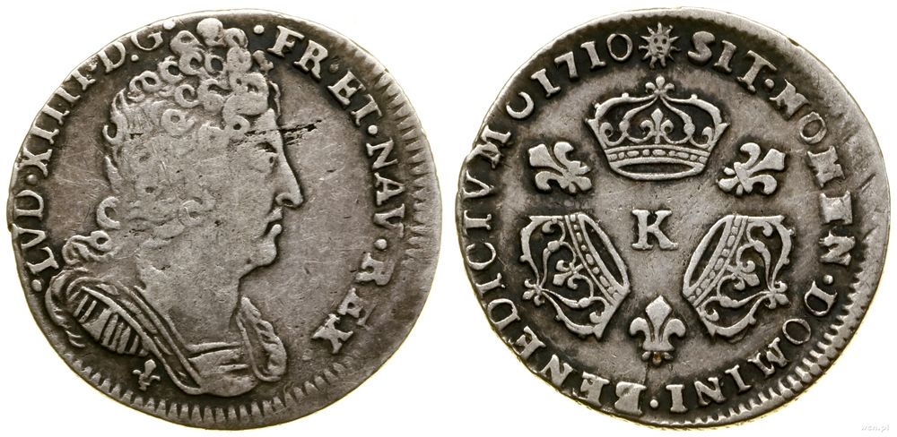 Francja, 1/10 ecu aux 3 couronnes, 1710 K