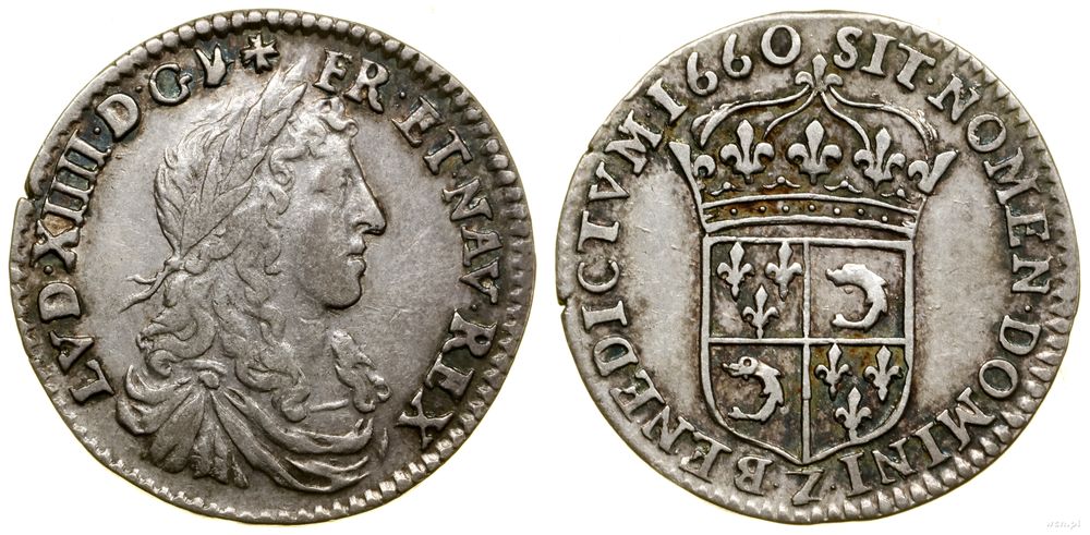 Francja, 1/12 ecu du Dauphine au buste juvenile, 1660 Z