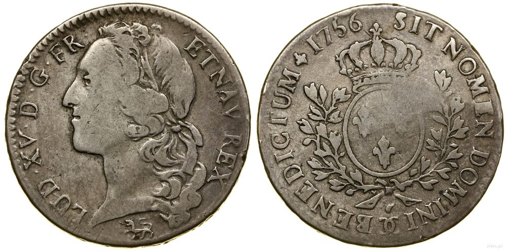 Francja, 1/2 ecu au bandeau, 1756