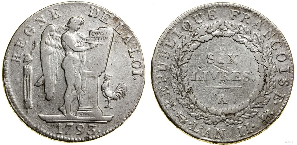 Francja, 6 liwrów, 1793 A