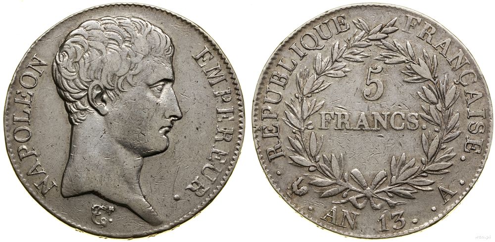 Francja, 5 franków, AN 13 A (1804/5)