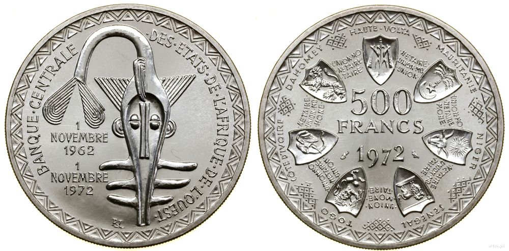 Francuskie kolonie Afryki Zachodniej, 500 franków, 1972