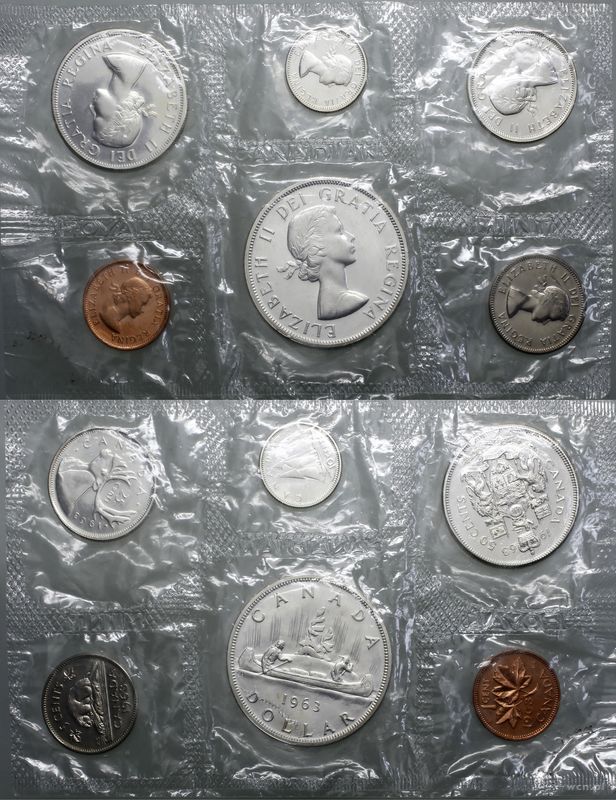 Kanada, rocznikowy zestaw 6 monet obiegowych, 1963