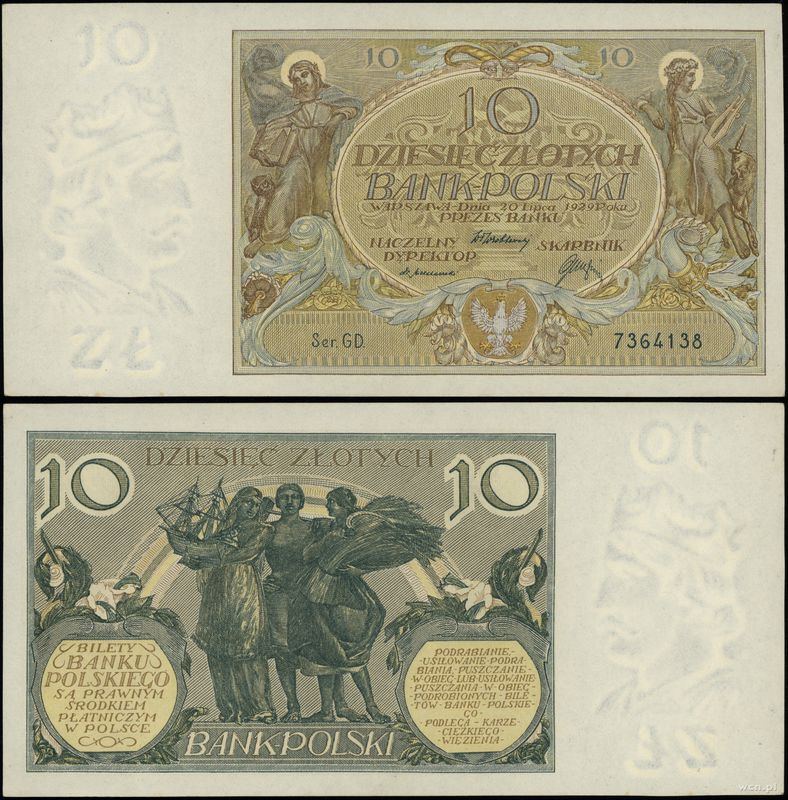 Polska, 10 złotych, 20.07.1929