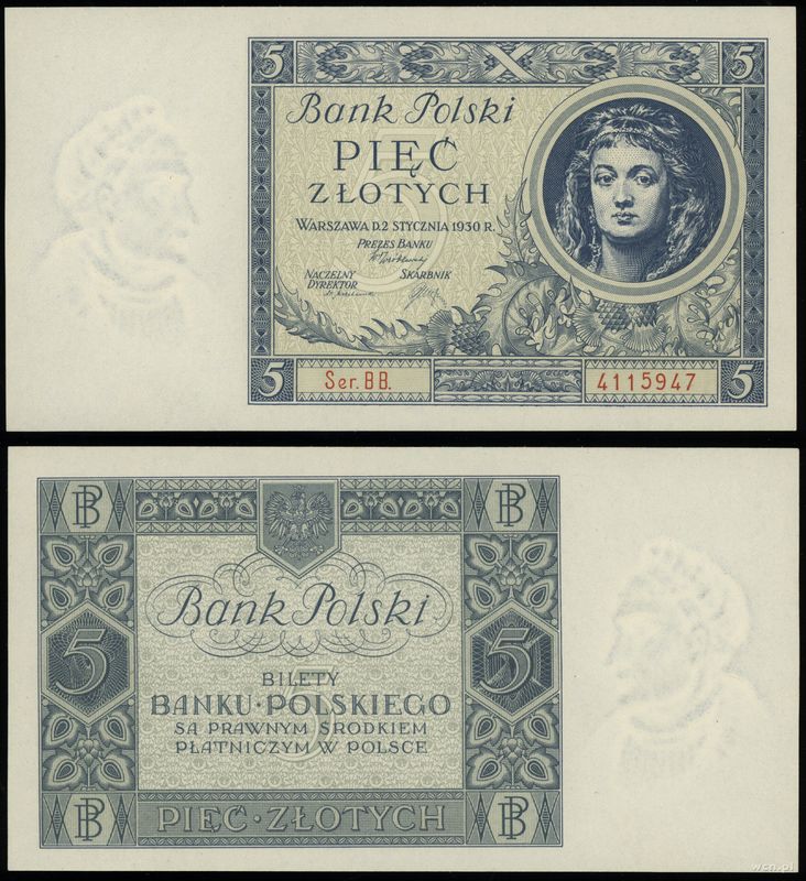 Polska, 5 złotych, 2.01.1930