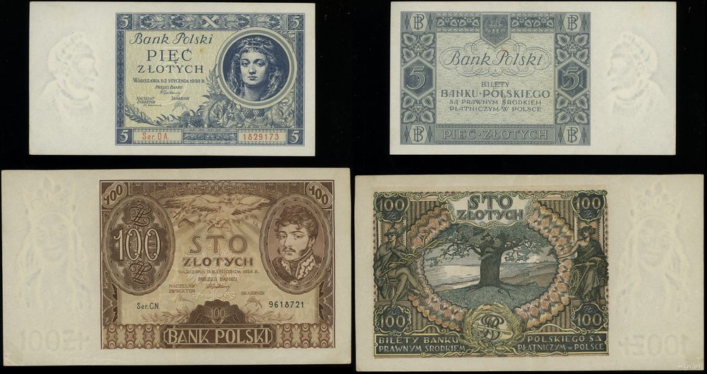 Polska, zestaw 2 banknotów, 1930–1934
