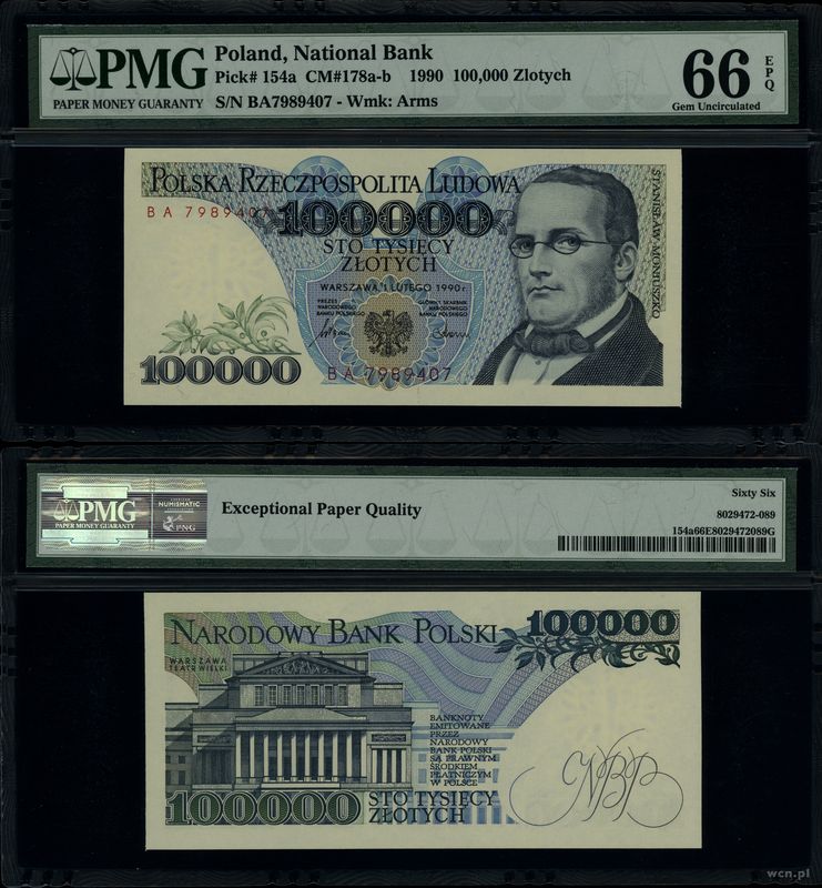 Polska, 100.000 złotych, 1.02.1990