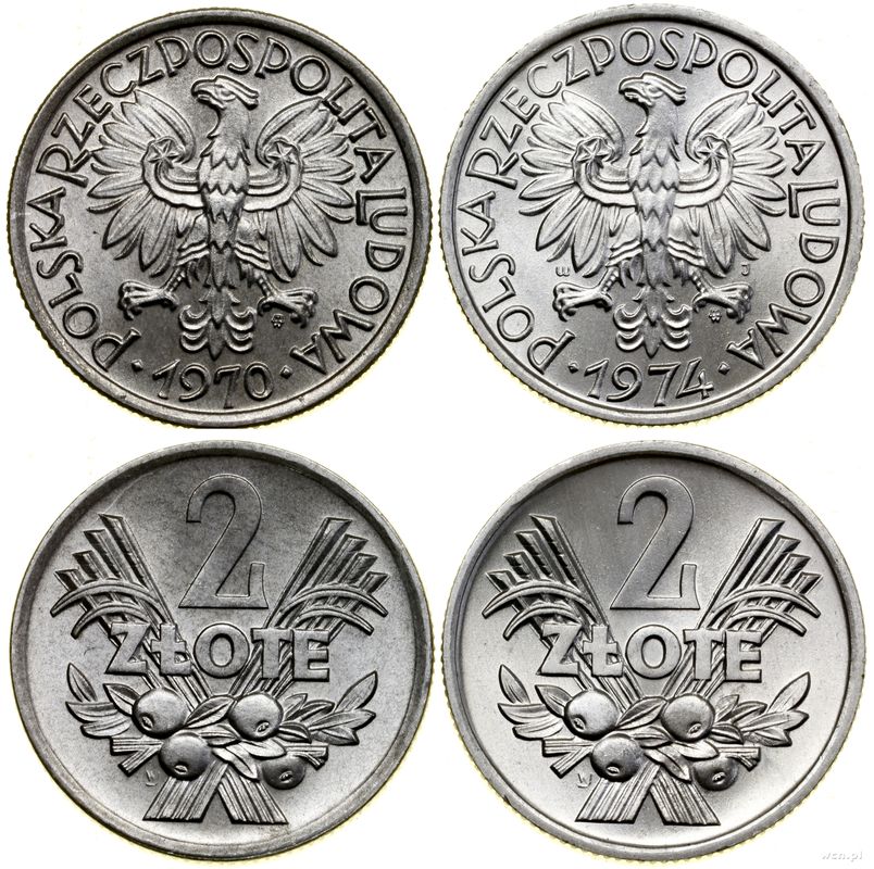 Polska, zestaw: 2 x 2 złote, 1970, 1974