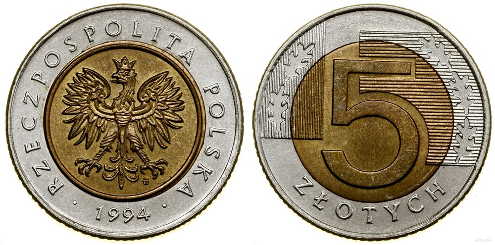 Polska, 5 złotych, 1994