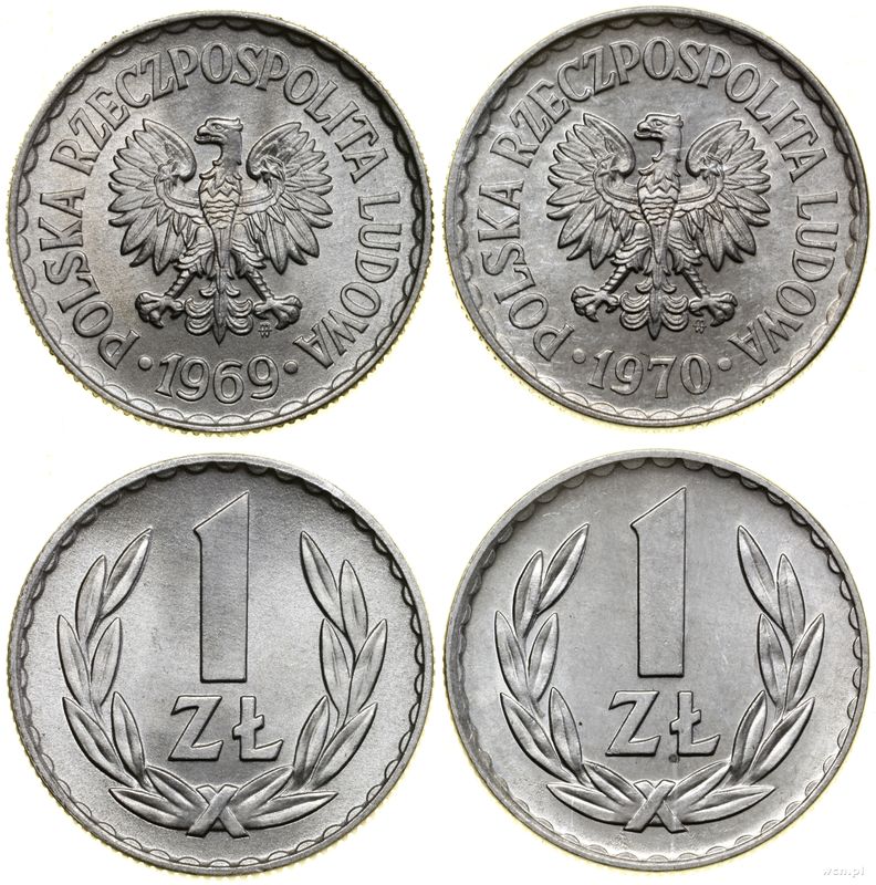 Polska, zestaw: 2 x 1 złoty, 1969, 1970