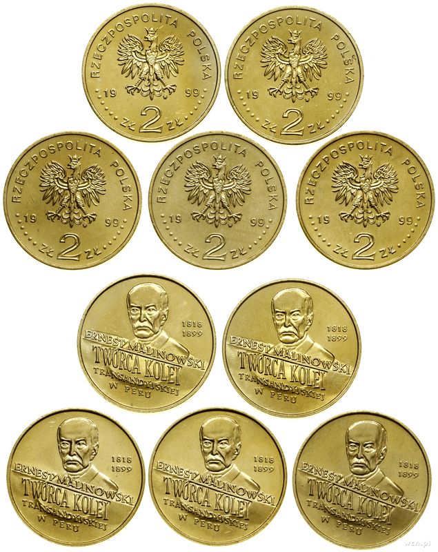 Polska, zestaw: 5 x 2 złote, 1999