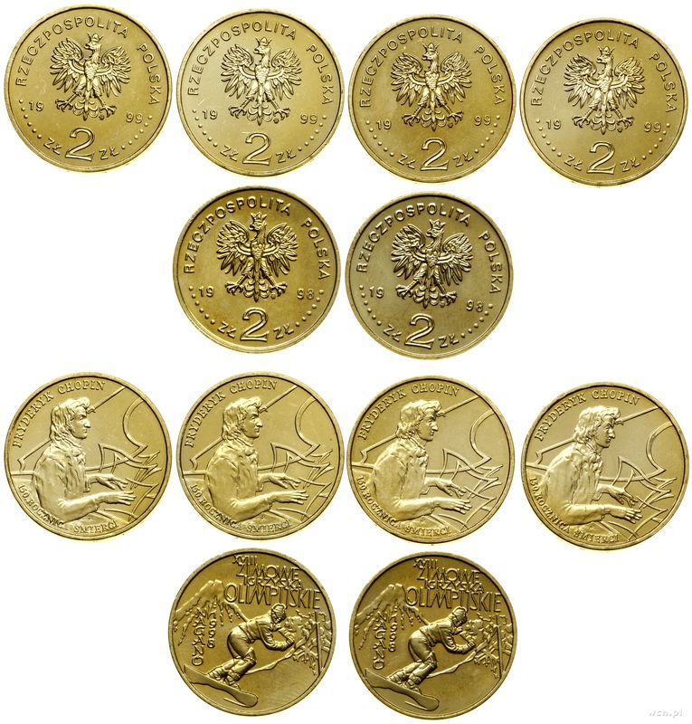 Polska, zestaw: 6 x 2 złote, 1998–1999