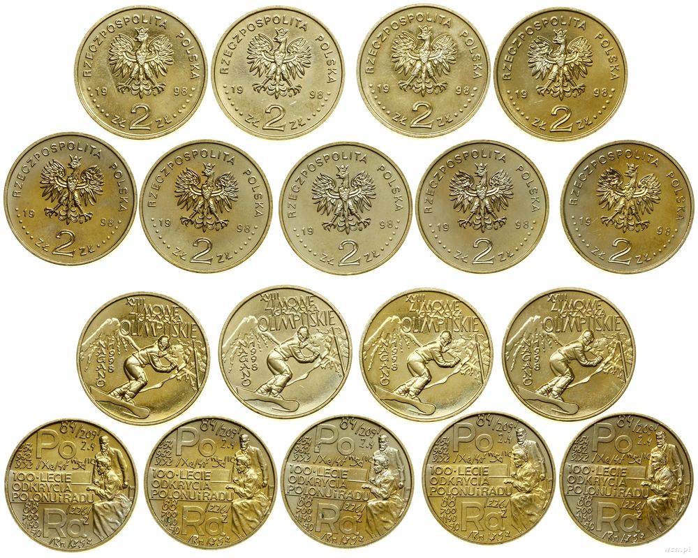 Polska, zestaw: 9 x 2 złote, 1998