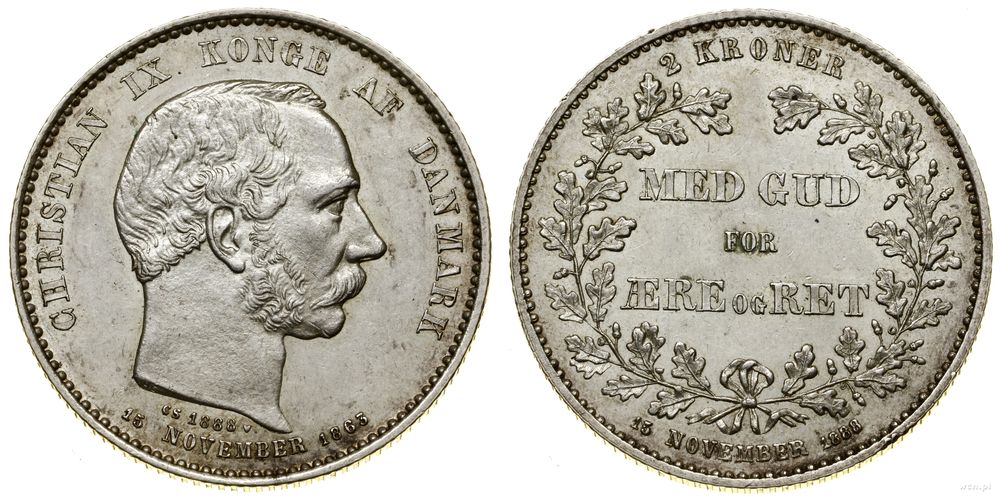 Dania, 2 korony, 1888