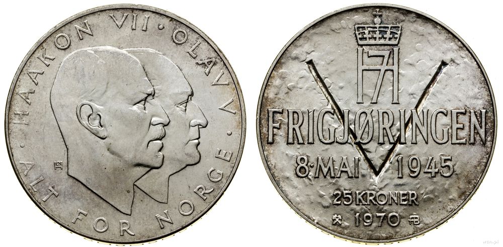 Norwegia, 25 koron, 1970