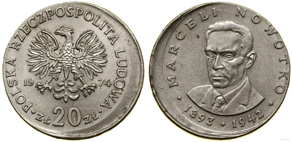 Polska, 20 złotych – destrukt menniczy, 1974