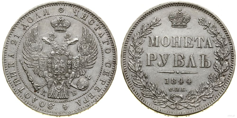 Rosja, rubel, 1844 СПБ КБ